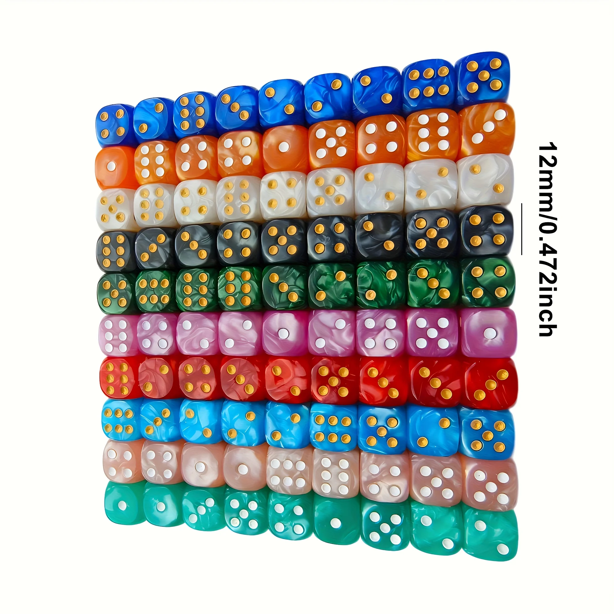 10Pcs 12mm Pearl Swirl D6 Dice - огляд і ціна Board Game Live