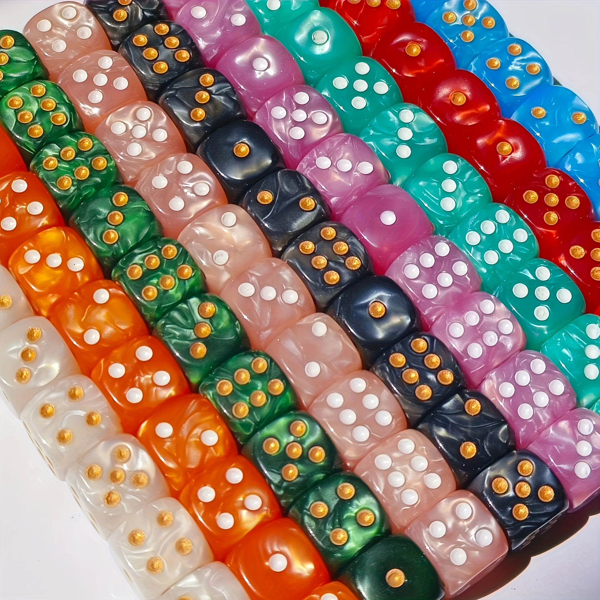 10Pcs 12mm Pearl Swirl D6 Dice - огляд і ціна Board Game Live