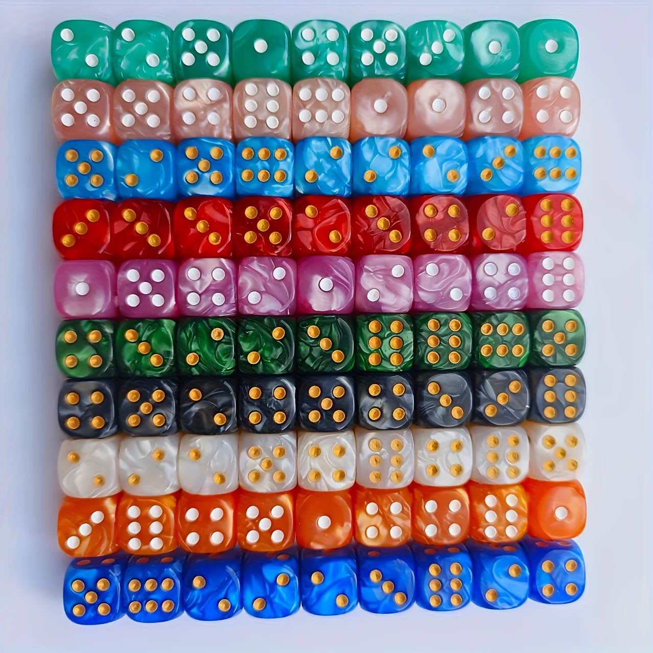 10Pcs 12mm Pearl Swirl D6 Dice - огляд і ціна Board Game Live